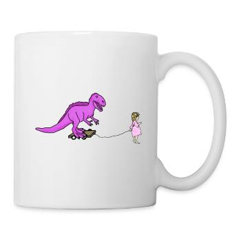 Dinosaur and little girl - Mug - white - Right
