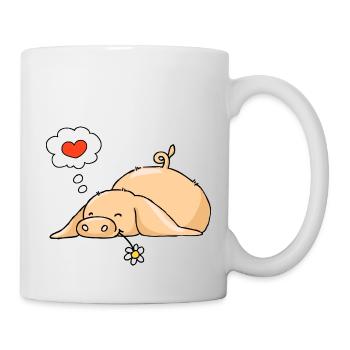 Schwein in der Liebe - Tasse - Weiß - Rechts