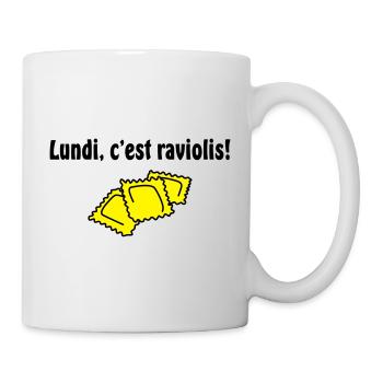 Lundi c'est Raviolis - Mug blanc - blanc - Droite