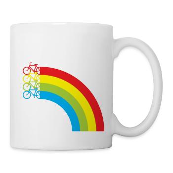 Regenbogen Rainbow Fahrrad Bike Fahrradfahrer - Tasse - Weiß - Rechts