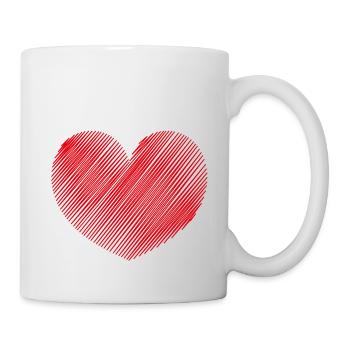 Rotes Herz Bleistift - Tasse - Weiß - Rechts