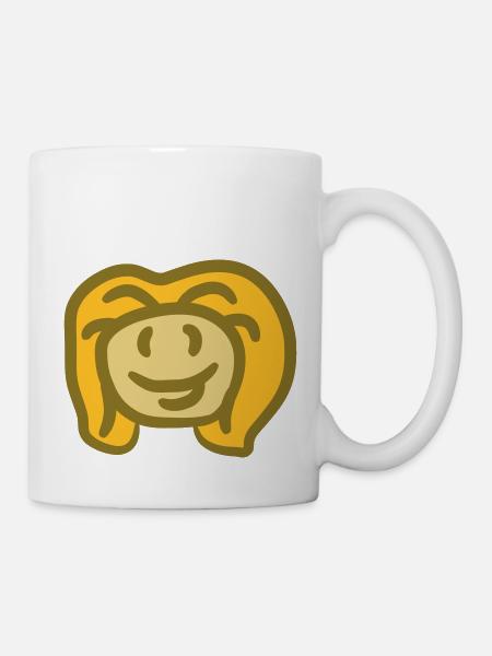 Blondes Glückliches Lachendes Mädchen Gesicht Smil - Tasse - Weiß