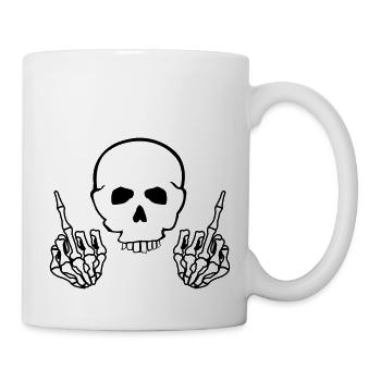 totenkopf_mittelfinger - Tasse - Weiß - Rechts