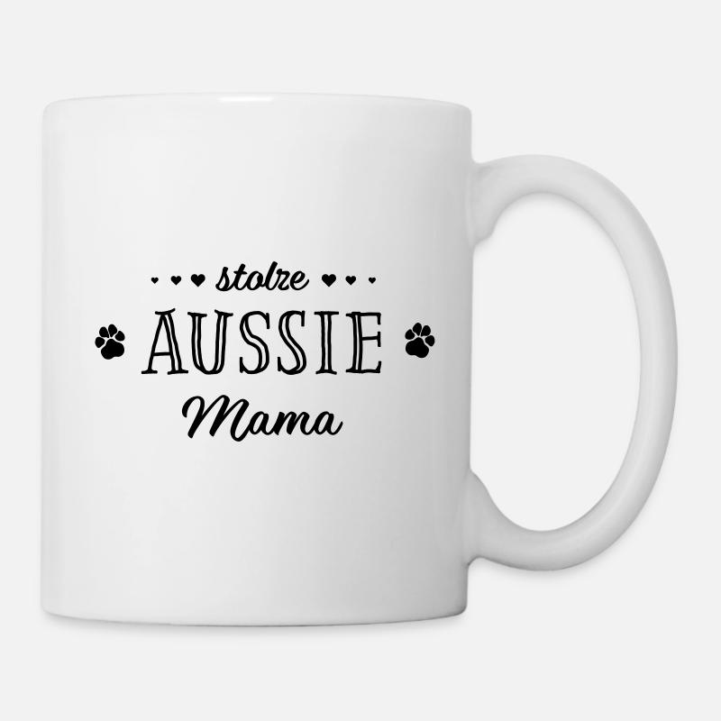 stolze Aussie Mama Hundepfoten Herzen - Tasse - Weiß