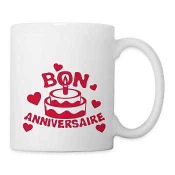 ajouter texte bon anniversaire gateau - Mug blanc - blanc - Droite