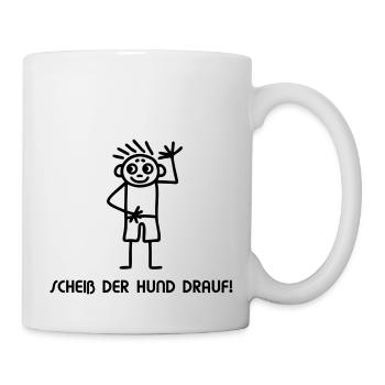 Strichmännchen scheiß drauf - Tasse - Weiß - Rechts