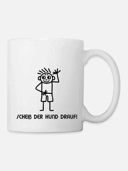 Strichmännchen scheiß drauf - Tasse - Weiß