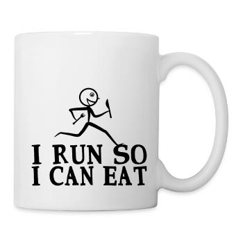 Running stick figure - run to eat - Mug - white - Right