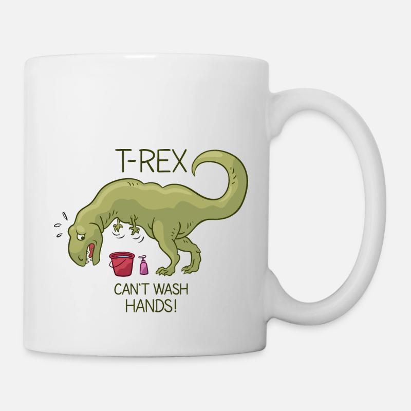 T Rex ne peut pas se laver les mains! - Mug blanc - blanc