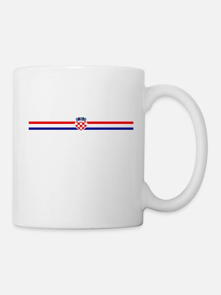 Croatie drapeau ligne coeur décor - Mug blanc - blanc