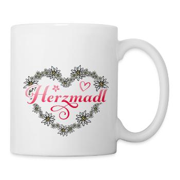 Herzmadl Edelweiß Herz Bayern Madl - Tasse - Weiß - Rechts