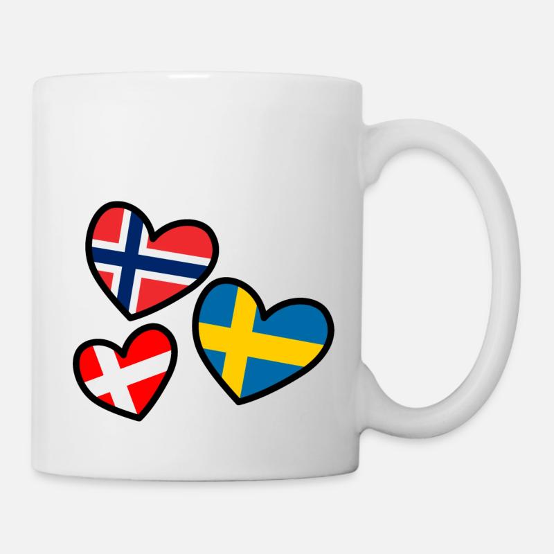 Heart Norway Sweden Denmark Scandinavia - Mug - white