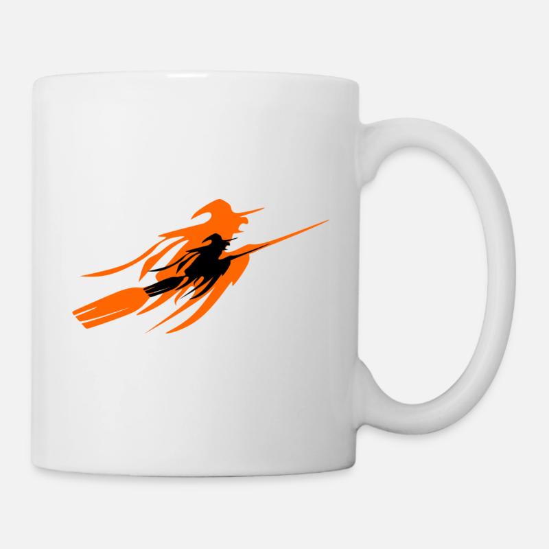 Sorcière noir - orange - Mug blanc - blanc