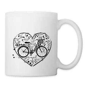 Fahrrad Herz Damenrad Romantisch Elektro Bike - Tasse - Weiß - Rechts