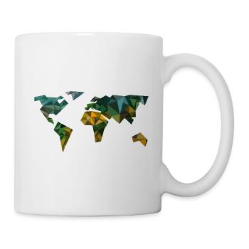 Weltkarte - geometrisch - vintage - Geografie - Tasse - Weiß - Rechts