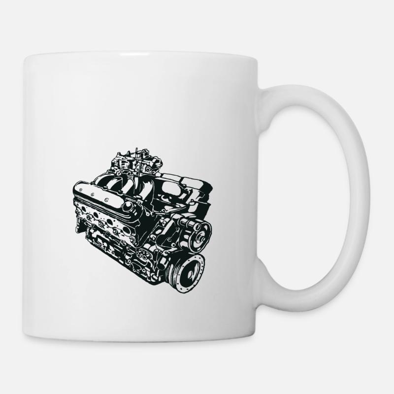 Maschinen-Illustration - Tasse - Weiß
