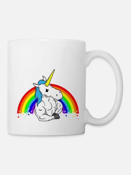 Muscle Unicorn Funny Humor Body Bulding Fitness - Mug - white