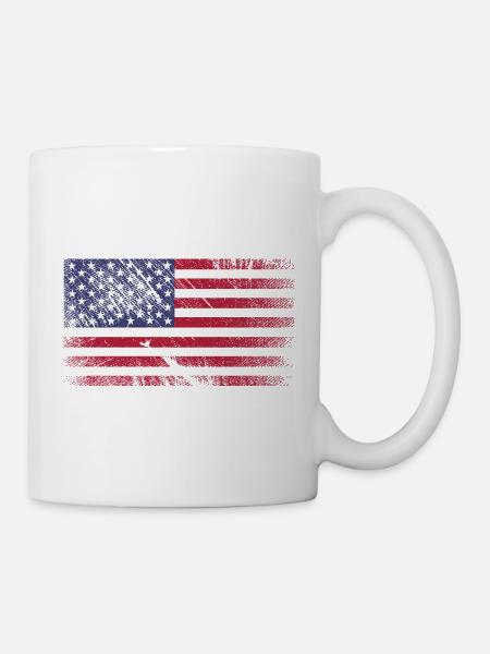 USA Flagge - Vintage Grunge - Tasse - Weiß