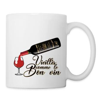 vieillis bon vin humour alcool citation bouteille - Mug blanc - blanc - Droite