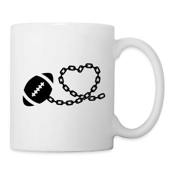 American football on chain in heart shape - Mug - white - Right