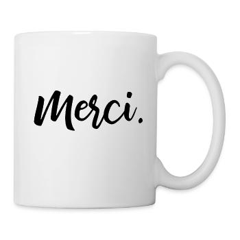 Merci - Danke Französisch Geschenk - Tasse - Weiß - Rechts