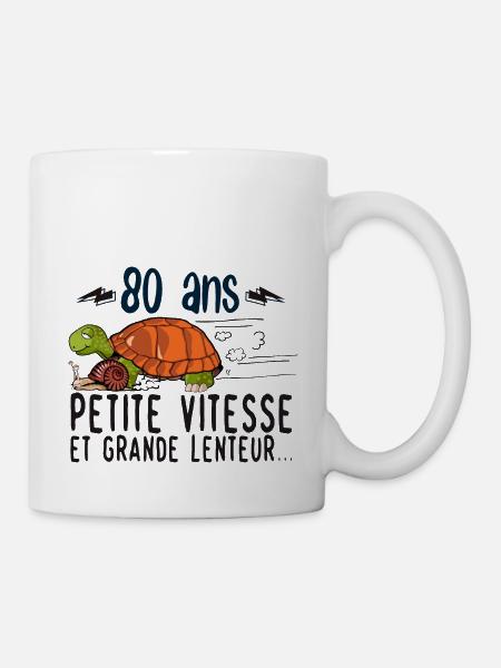 80 ans petite vitesse grande lenteur anniversaire - Mug blanc - blanc
