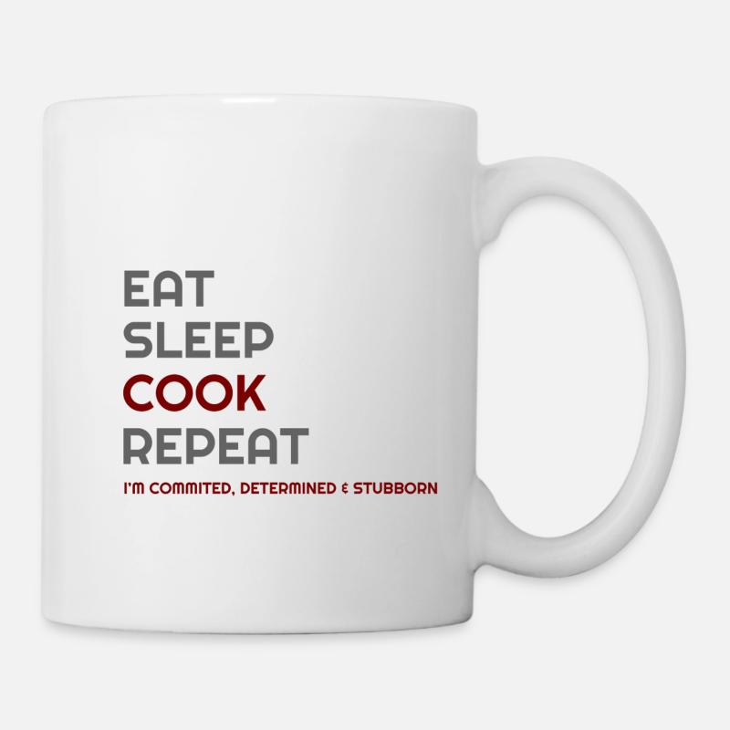 Ich liebe Kochen, Cook Eat Sleep Cook Repeat, - Tasse - Weiß