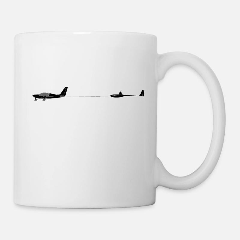 Flugzeugschlepp, Motorflugzeug, Segelflugzeug - Tasse - Weiß