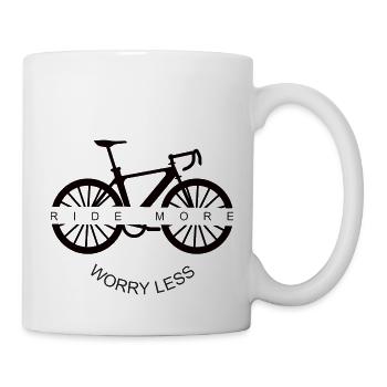 Fahrrad fahren | weniger Sorgen - Tasse - Weiß - Rechts