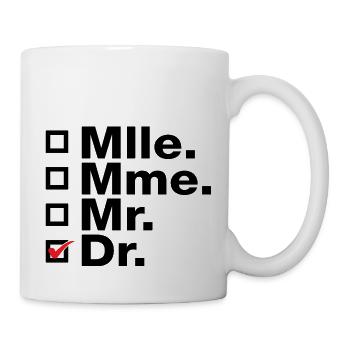 Mlle., Mme, Mr. Dr. Check! - Mug blanc - blanc - Droite