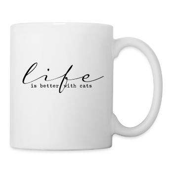Schreibschrift Schriftzug life is better with cats - Mug - white - Right