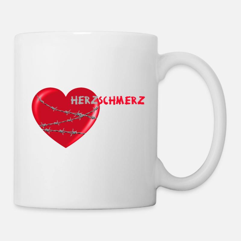 herzschmerz herz mit stacheldraht - Tasse - Weiß