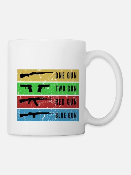 One Gun Two Gun Red Gun Blue Gun - Mug - white