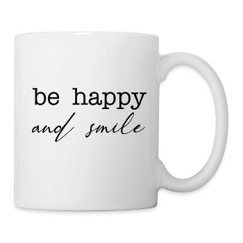 be happy and smile saying inspiration font - Mug - white - Right
