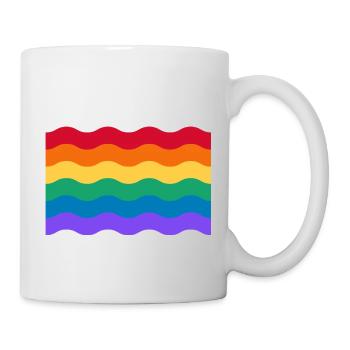 Drapeau ondulé de la fierté gaie arc-en-ciel - Mug blanc - blanc - Droite