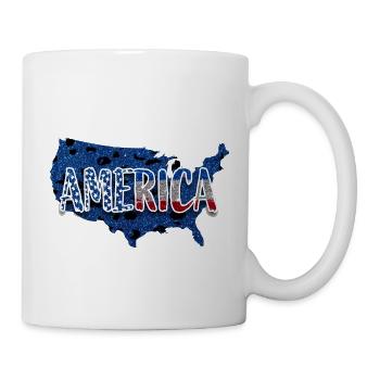 USA Karte Glitter - Tasse - Weiß - Rechts