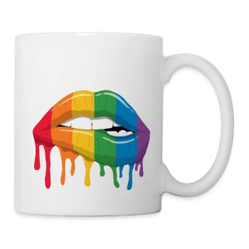 LGBT Arc-en-ciel Baisers Gay Pride CSD - Mug blanc - blanc - Droite