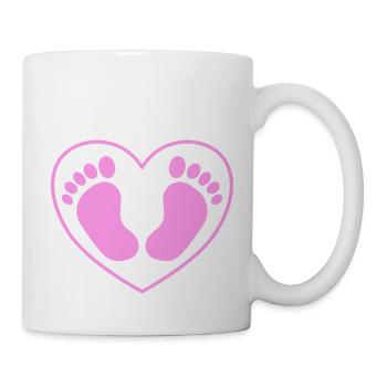 Baby Fuß Füße Herz rosa pink - Tasse - Weiß - Rechts