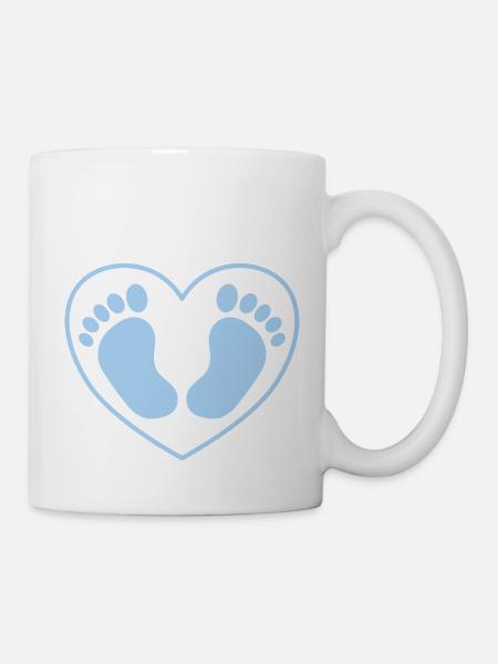 Baby Fuß Füße Herz Blau - Tasse - Weiß