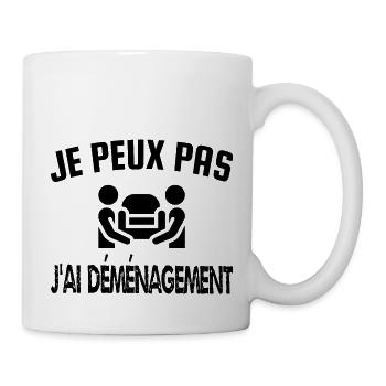 je peux pas j'ai déménagement - Mug blanc - blanc - Droite