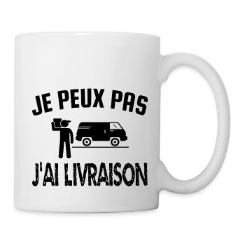 je peux pas j'ai livraison - Mug blanc - blanc - Droite