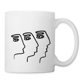 3 Visages abstraits Illusion Art du trait - Mug blanc - blanc - Droite