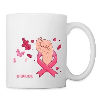 Octobre Rose Cancer du Sein Ruban Cadeau - Mug blanc - blanc - Droite