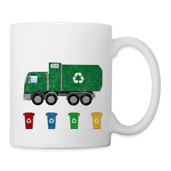 Müllwagen Müllabfuhr Recycling Tonnen I Geschenk - Tasse - Weiß - Rechts