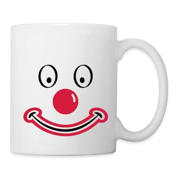 Clownsgesicht mit roter Nase. Clownsgesicht - Tasse - Weiß - Rechts