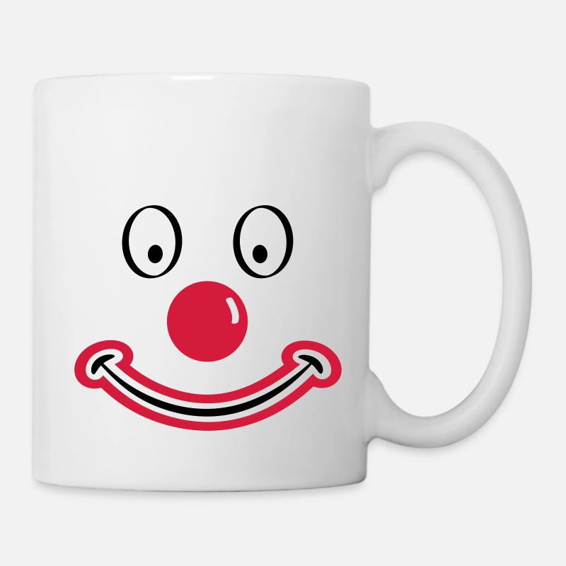 Visage de clown au nez rouge. Visage de clown - Mug blanc - blanc