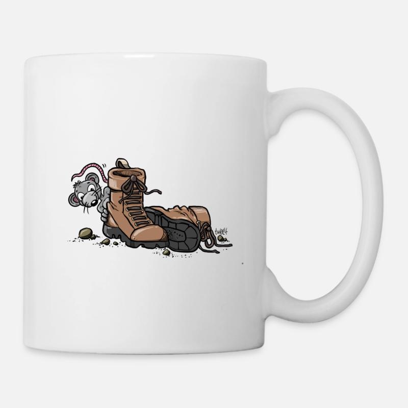 Chaussures de randonnée avec souris - Mug blanc - blanc