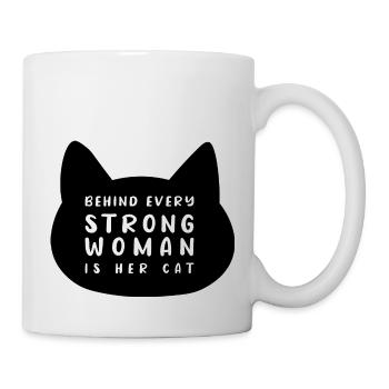 Derrière chaque femme forte se trouve son chat - Mug blanc - blanc - Droite