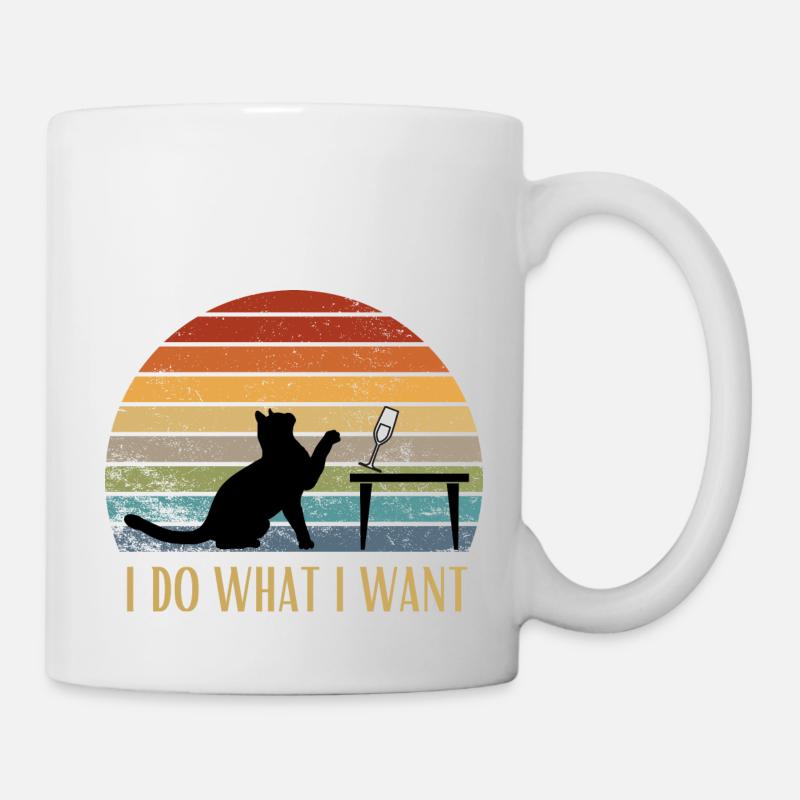 Retro Cat Je fais ce que je veux Drôle - Mug blanc - blanc