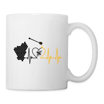 Biene, Honig, Puls, Honigbiene, Imker, Bienenwabe - Tasse - Weiß - Rechts